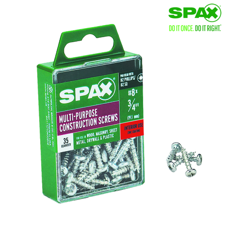 Spax Sheet Metal Screw, #8 x 3/4 in, Pan Head 4111010400202
